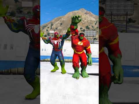RED HULK SPIDER VS GREEN HULK CAPTAIN TEAM Which Random Team Will Win 134% #shorts #gta5 #hulk #gta