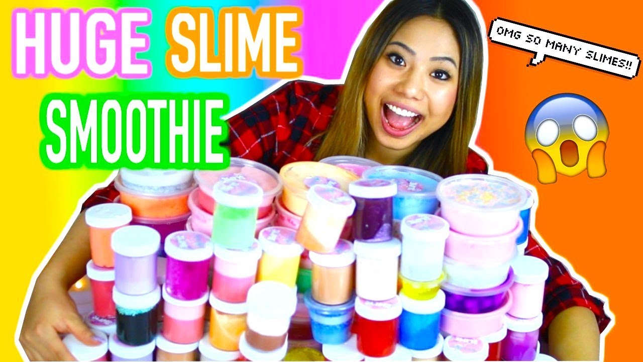 MIXING ALL MY SLIMES!! DIY GIANT SLIME SMOOTHIE!!