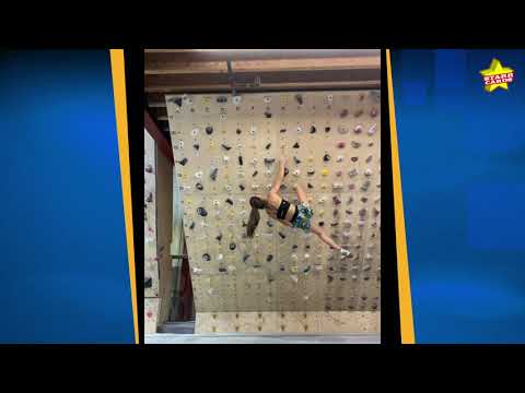 Olympian Brooke Raboutou, one of four climbers featured in The Wall, gets in some MoonBoard climbs