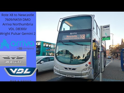 New Transfer: Route X8: 7609/NK59 DMO-Arriva Northumbria-VDL DB300/Wright Pulsar Gemini 2