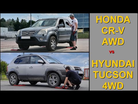 SLIP TEST - Honda CR-V Real Time AWD vs Hyundai Tucson 4WD - @4x4.tests.on.rollers