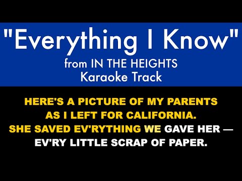 "Everything I Know" from In the Heights - Karaoke Track with Lyrics