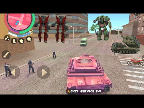 Rope Hero: Vice Town (Pink Tank Destorey Robot Machine) Pink Panther Army Tank - Android Gameplay HD
