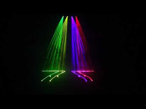 U`King RGBY LED Disco Laser Stage Lights 4 Beam Moving Head Strobe Light