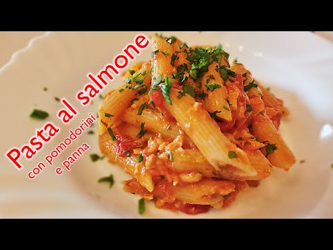PASTA al SALMONE! Ricetta squisita per pasta al salmone con pomodorini e panna