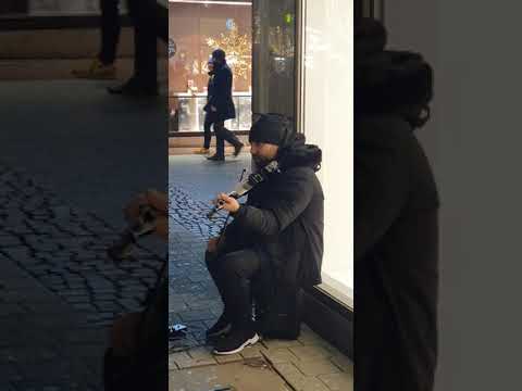 Street music turkish violin playing on Hannover Germany
