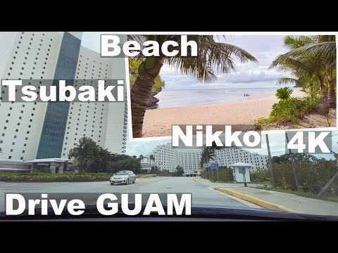 Dirija até o Hotel Nikko, GUAM. Lado da praia. 4K.