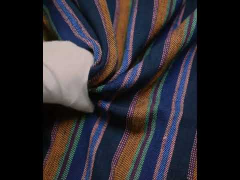 Stripe Multicolor Pure Khadi 320 GSM Handwoven Fabric — video