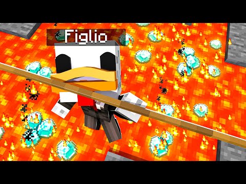 MIO FIGLIO CADE NELLA LAVA E PERDE TUTTI I DIAMANTI SU MINECRAFT