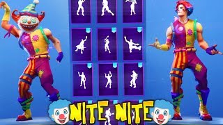 *NEW* Fortnite &quot;Nite Nite&quot; CLOWN Skin Showcase With Popular DANCES &amp; EMOTES..!! (Season 6 Skin!)