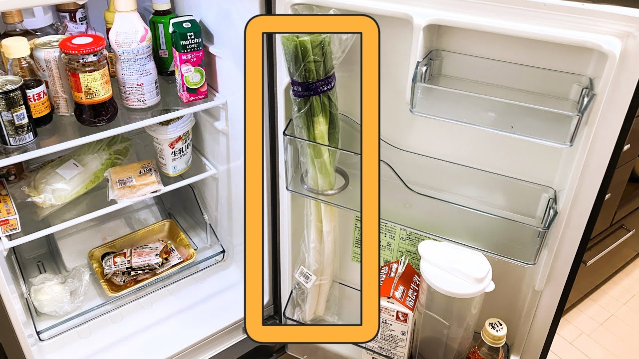 冷蔵庫の棚をぶち抜いてネギを収納する動画