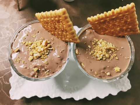 5mint of chocolate Biscuit pudding is ready 😋