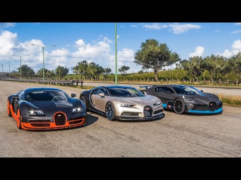 Forza Horizon 5 Drag race: Bugatti Divo vs Chiron vs Veyron SS