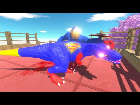 CAPTAIN AMERICA GORO VS SUPERMAN T-REX DEATH RUN MAPLE FOREST - Animal Revolt Battle Simulator