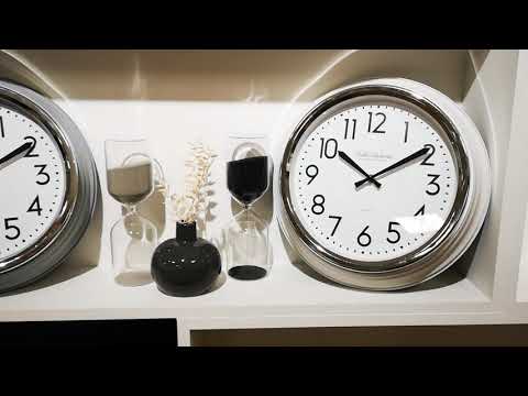 Dublin Retro Café Wall Clocks Grey Gloss & Ivory Gloss