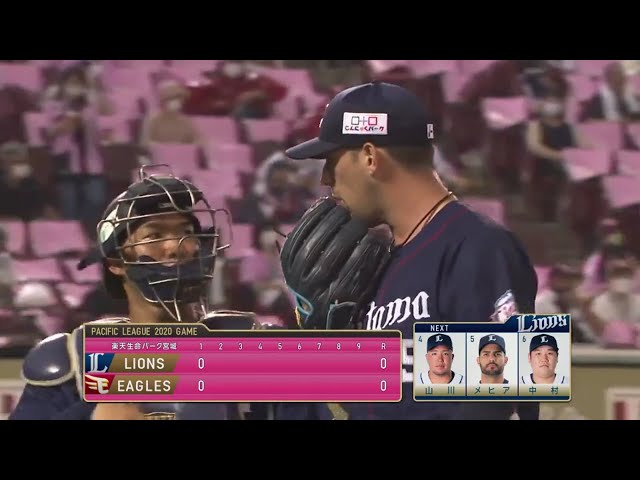【1回表】 来日初先発!! ライオンズ・ノリンが初回を3者凡退に抑える!! 2020/8/29 E-L