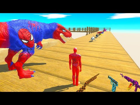 T REX SPIDERMAN and FPS AVATAR RESCUE MISSION - Animal Revolt Battle Simulator