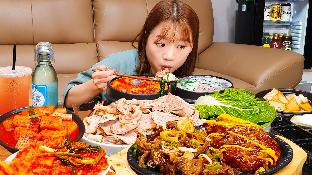 🍲돼지국밥+모듬수육,연탄불고기먹방🥩 얼큰~해지는 날씨엔 쌀쌀~한 국밥에 쏘주한병으로 힐링💃