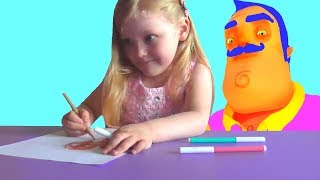 3 маркера челлендж с мамой. 3 marker challenge. Привет сосед. Hello neighbor.