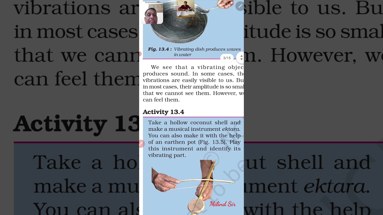 Std.8th,science, activity-13.2,13.3,13.4,table 13.1 musical instruments and their vibrating parts
