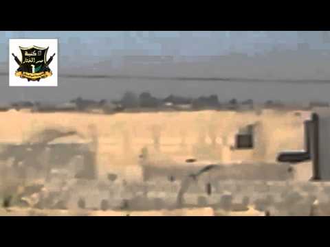 اسقاط طائرة مروحية من قبل كتيبة عمر المختار في قرية الصالحية في ريف البوكمال