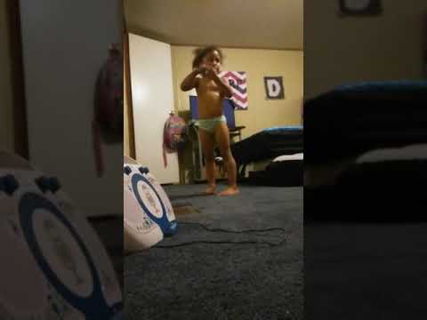 My sister dancing to I whip my hair