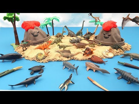 DIY Dinosaur Island In 3 Minutes! Jurassic World Dinosaurs And 2 Volcano Eruption. Dino Toys
