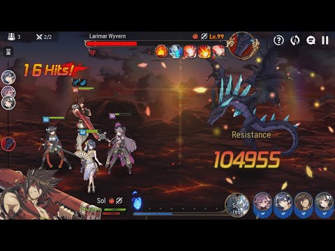 [Epic 7] Wyvern 13 Oneshot/One-turn w/ Sol Badguy (350% CDmg Rage Set test)