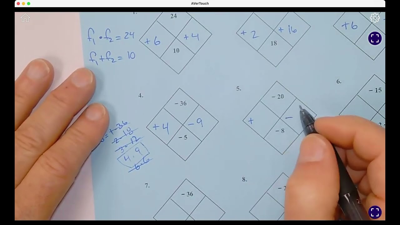 Factor Diamond Worksheet Answer Key