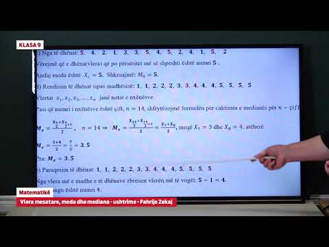 e Mesimi Klasa 9 - 9080 Matematikë - Vlera mesatare, moda dhe mediana - ushtrime