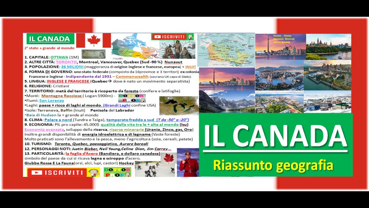 🇨🇦 IL CANADA riassunto semplice e bello x Geografia scuola media