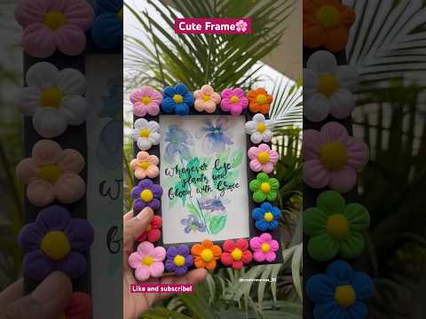😱Cute Clay Flower photo Frame🌸 #shorts #diy #diyphotoframeforhomedecor