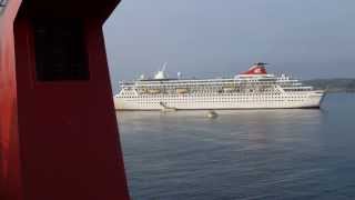 Passing Balmoral cruise liner on MV Isle of Lewis at Arnish Point, Stornoway (July 2013) HD
