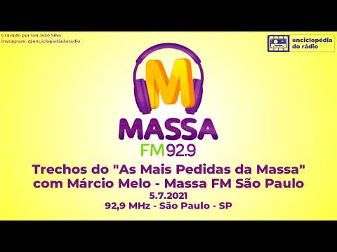Trechos da programação da tarde da Rádio Massa FM 92,9 MHz de São Paulo - SP (5.7.2021)