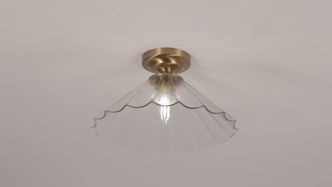 Video1 of Possini Euro Vandross 15 3/4" Wide Warm Brass Ceiling Light