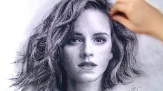 Gorgeous Hermione / Emma Watson Charcoal Portrait Drawing video