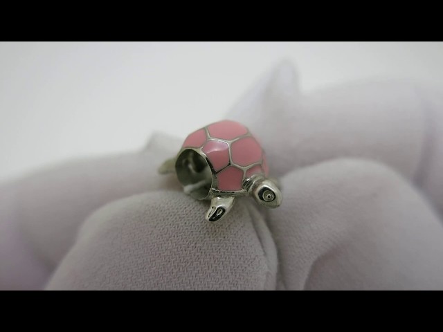 Срібний шарм "Рожева черепашка" для Pandora 131дф Відео огляд