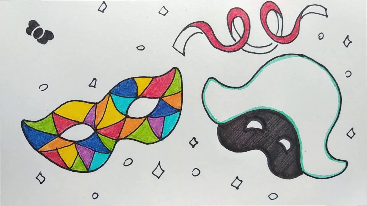 #155 carnevale (1a parte) : disegnare e colorare maschere di carnevale per bambini (babydona)