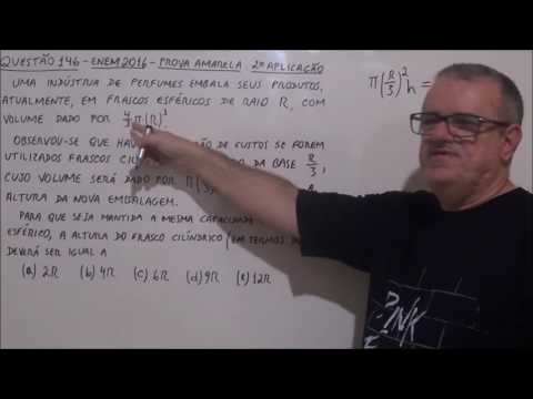 QUESTÃO 146 ENEM 2016 2ª APLICAÇÃO VOLUME DA ESFERA E DO CILINDRO