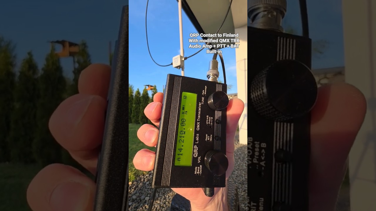 Audio Amplifier + Speaker added in to QMX QRP Transceiver. QSO to Finland with 5W RF power