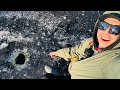 Video Thumbnail for Ice fishing on clear ice with no snow in site
