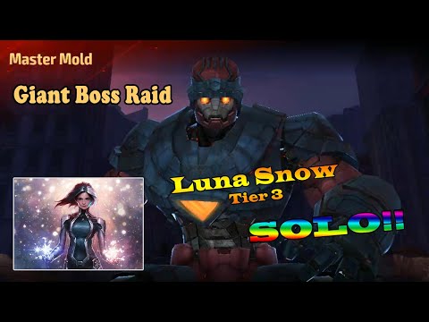 MARVEL Future Fight - Giant Boss Raid (Luna Snow T3 - Accidentally SOLO)