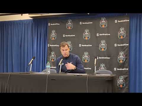 Duke MBB coach Jon Scheyer gives his opening statement after the Blue Devils fall to Texas Tech