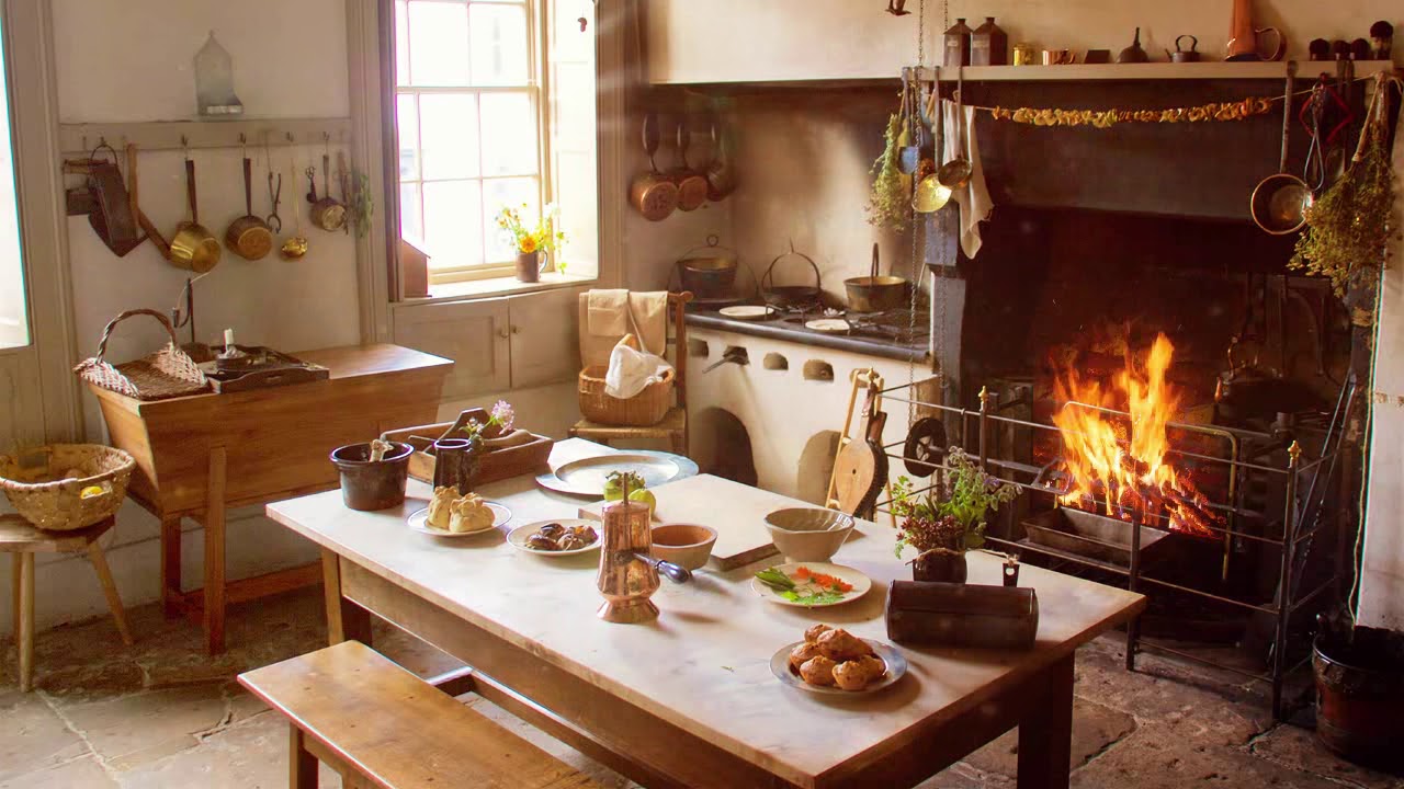 AmbienceASMR: 18th Century Kitchen & Fireplace, 5 Hours