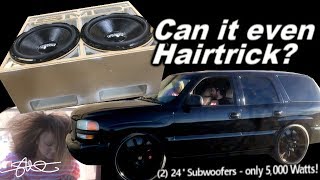 The &quot;Skelator&quot; Box - 2 MASSIVE Sundown 24&quot; Subwoofers on 5k Watts - Can it even Hairtrick? video 8