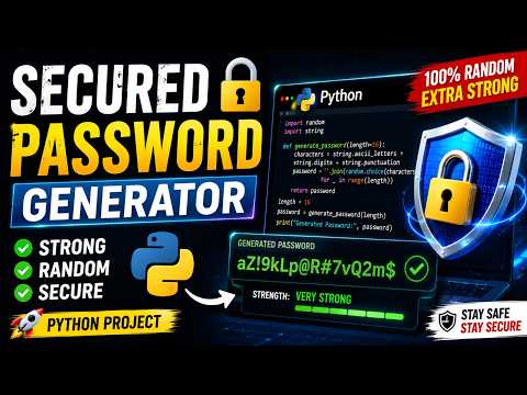 Generate Secure Passwords Using Python 🔐 Beginner Project Pythontutorial Pythonprogramming