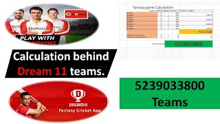 Dream11 teams calculation. Best Combination. Maximum possible teams in Fantasy 11 and My circle 11.