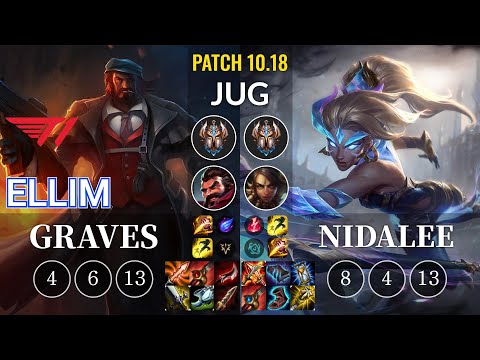 T1 Ellim Graves vs Nidalee Jungle - KR Patch 10.18