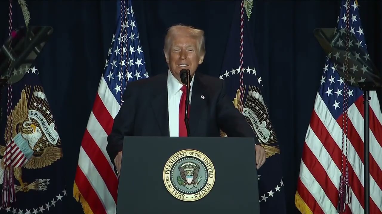 Trump gives remarks during National Prayer Breakfast at the Washington Hilton.