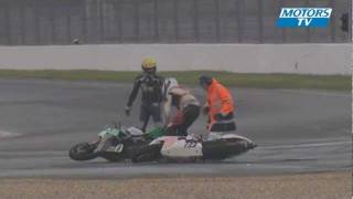 An unusual crash for two race bikes